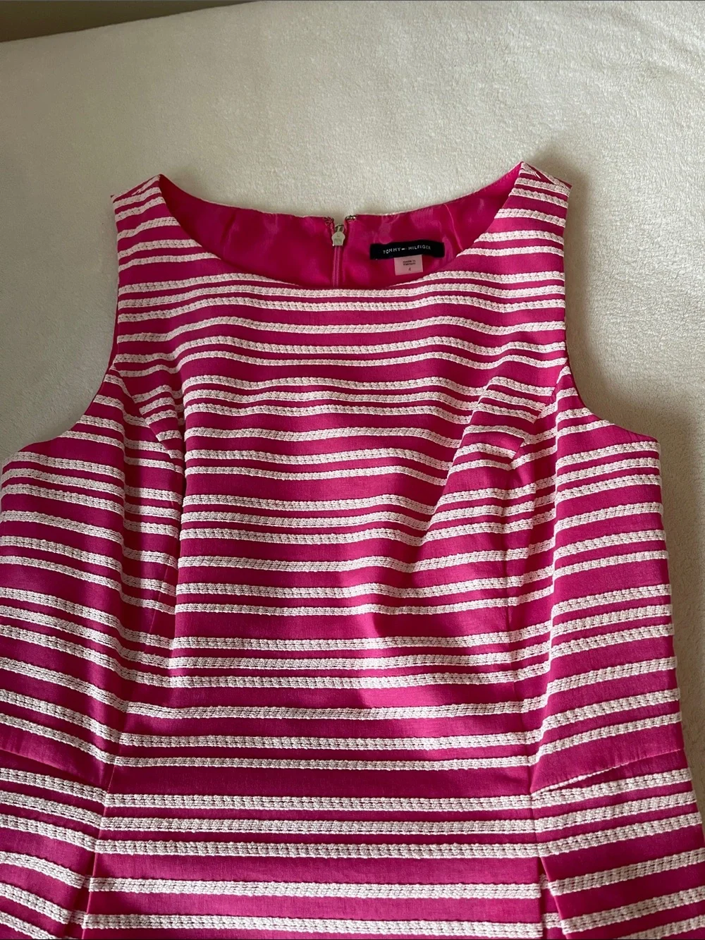 Tommy Hilfiger Pink and White Striped Sleeveless Dress - Picture 4 of 8